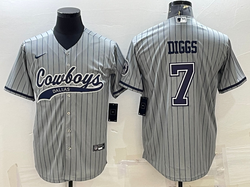Men's Dallas Cowboys #7 Trevon Diggs Grey With Patch Cool Base Stitched Baseball Jersey Men's Dallas Cowboys #7 Trevon Diggs Grey With Patch Cool Base Stitched Baseball Jersey